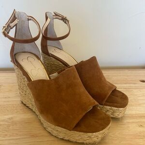 Jessica Simpson Tan Suede Wedge Sandals